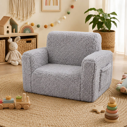 Kids Sofa Fold Out Couch Grey 59.5x43.2x43.2cm