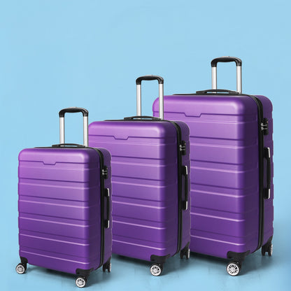 Purple Luggage Set 3PC 33x22x55cm
