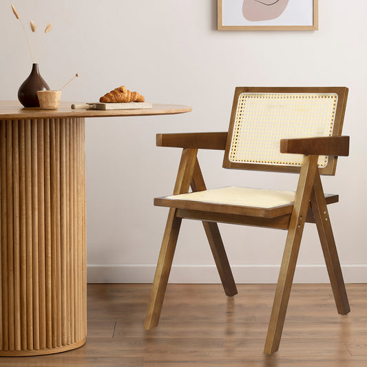 Premium 4x Walnut Wicker Armchair Dining Chair  Multipurpose Use