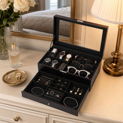 Watch Box 6 Slot Leather Case 33x20x13cm