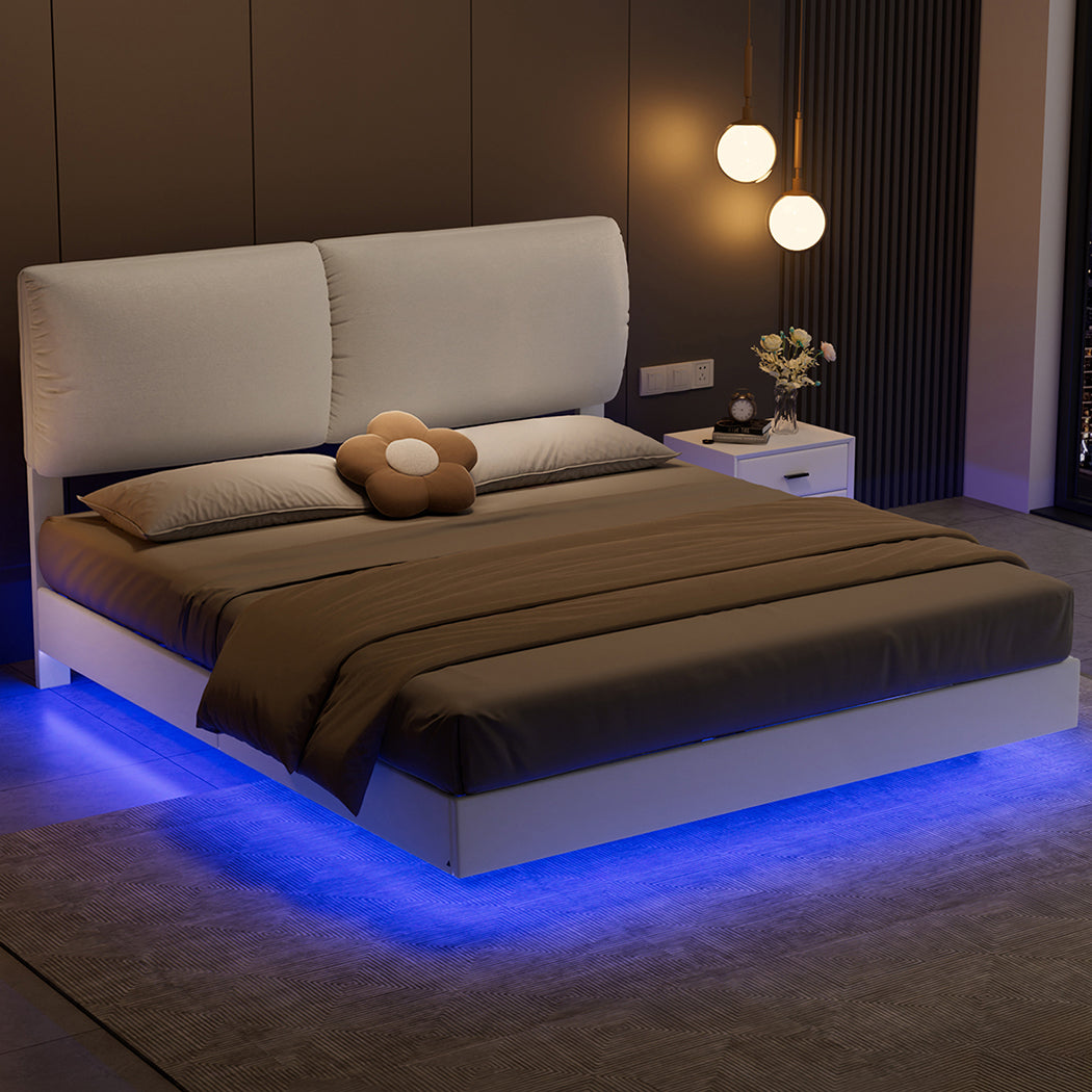 Floating Bed Frame With RGB Light 220x187x96cm