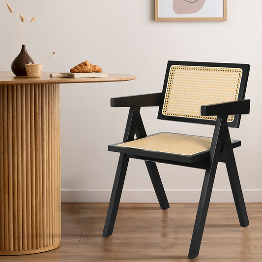 Functional 2x Black Wicker Armchair Dining Chair  Multipurpose Use