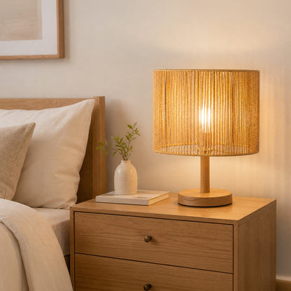 Boho Woven Lamp Shade Yellow 32.5x32.5x24.5cm