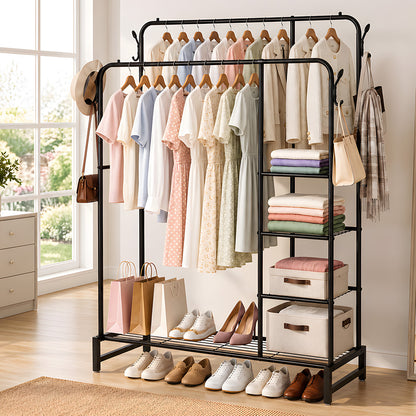 Double Rail Clothes Rack Black 122x42x160cm
