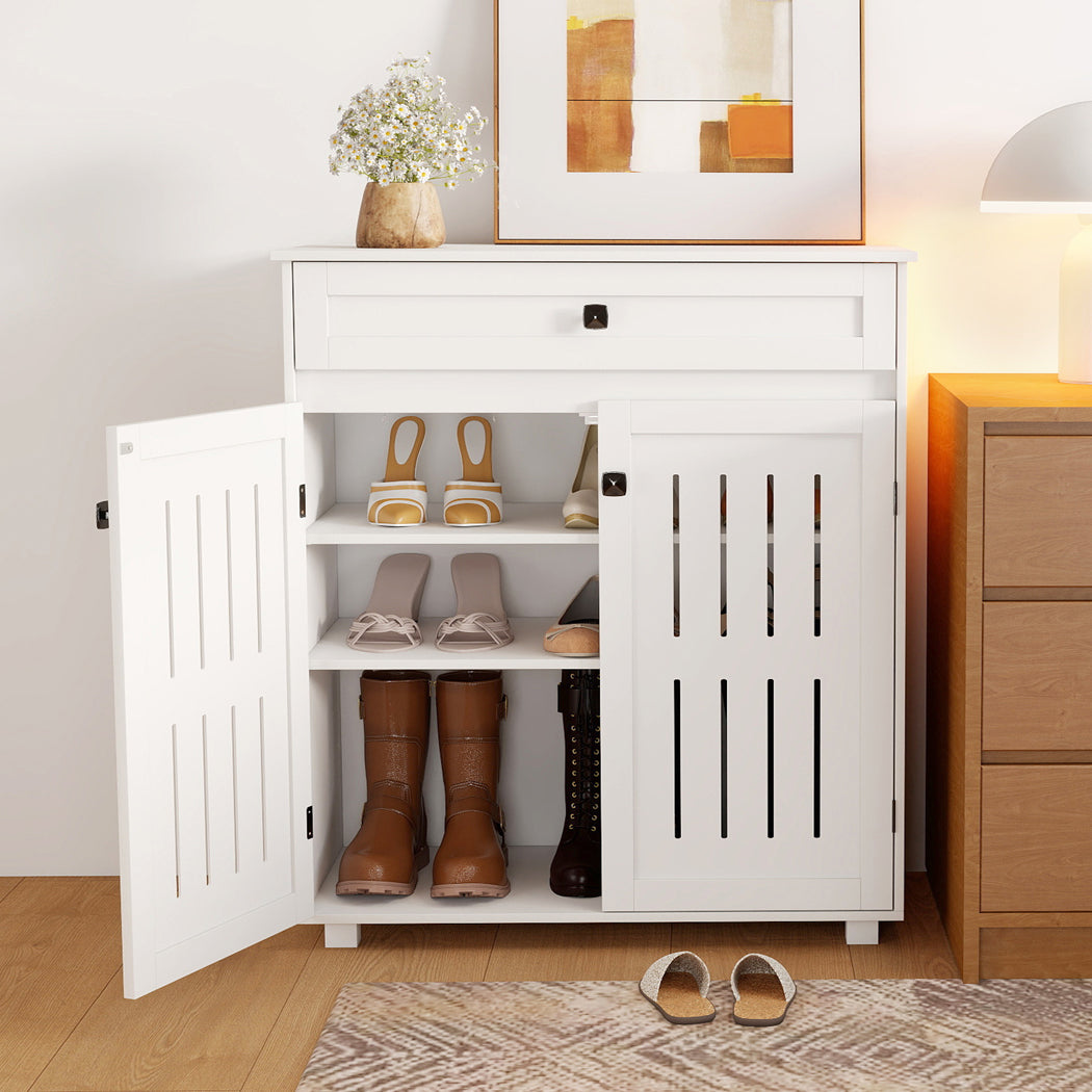 Shoe Cabinet White Storage 78x37x85.5cm