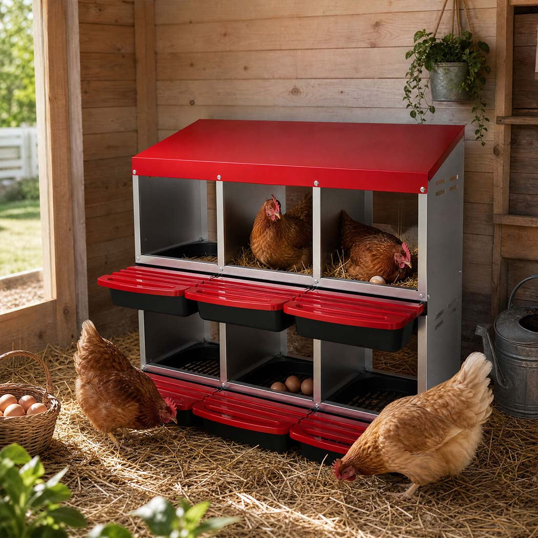 Pawz Chicken Hen Coop Hutch 6 Hole Double Layer Roll Away Lay Egg Nesting Box