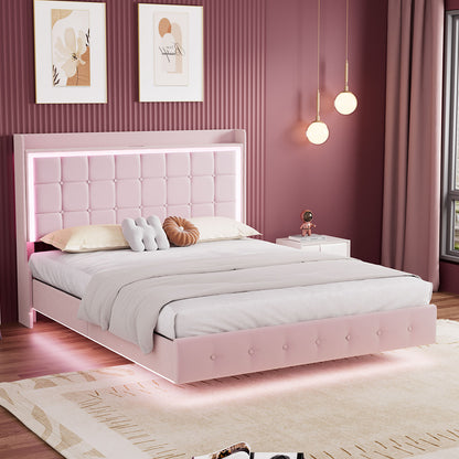 Functional Queen Floating Bed Frame  Multipurpose Use Classic