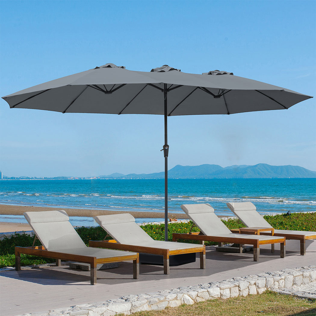 Double Sided Patio Umbrella Grey 400x200x222cm