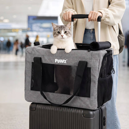 Cat Carrier Mesh Windows Grey 42x23x28cm