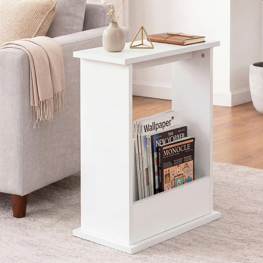 Narrow End Table Modern Office Side Table Magazine Rack Bedside Storage