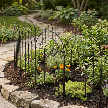 Garden Fence Black Picket 60x33cm
