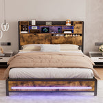 Luxury Queen Bed Frame Storage Headboard Industrial  Foldable