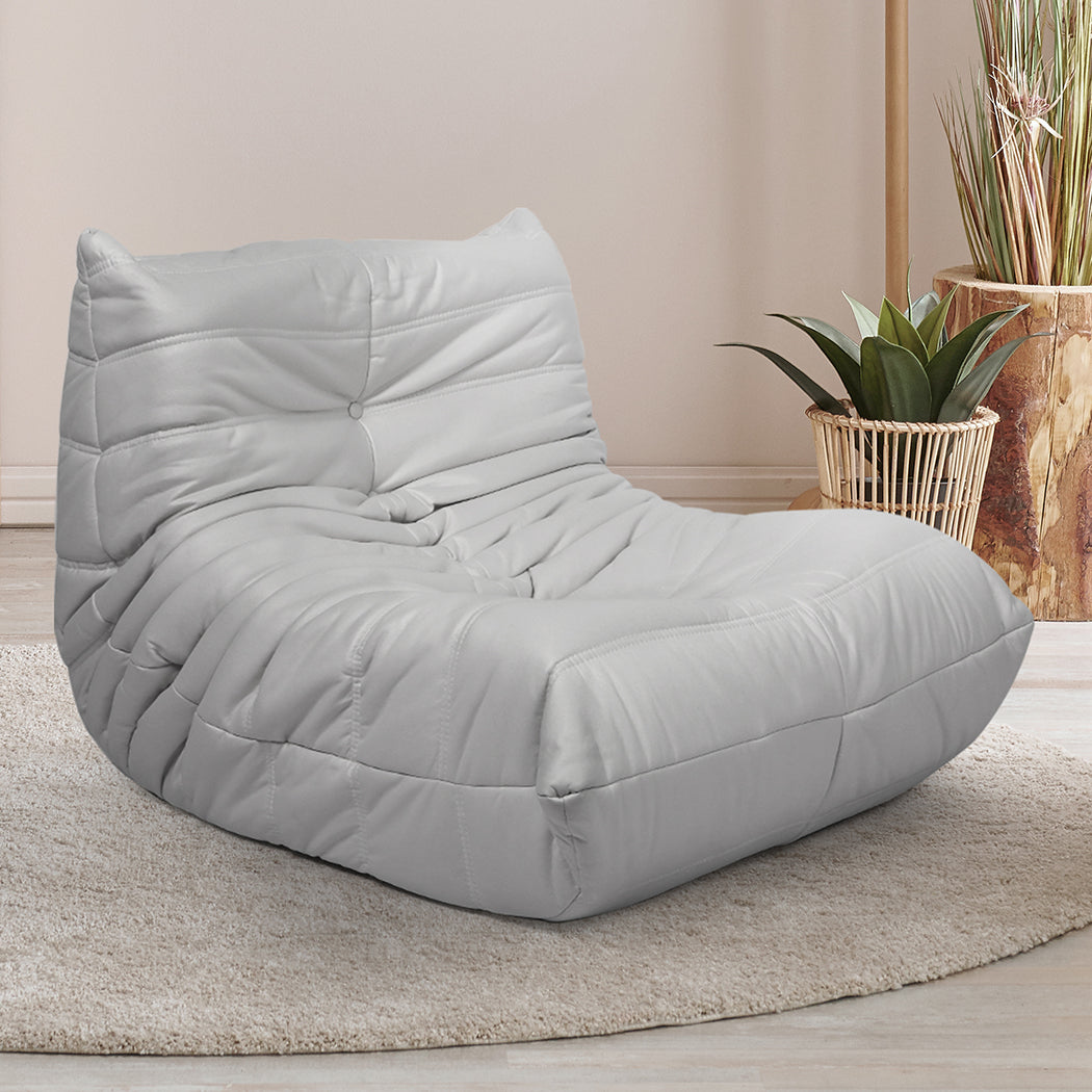 Elegant Floor Chair Caterpillar Sofa Grey  Wood Finish Classic