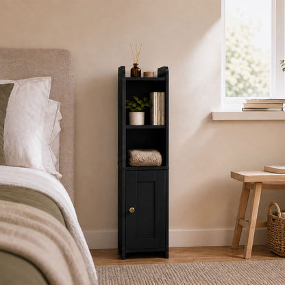 Levede Bathroom Cabinet Storage Slim Organiser Paper Holder Corner 78.5cm Black