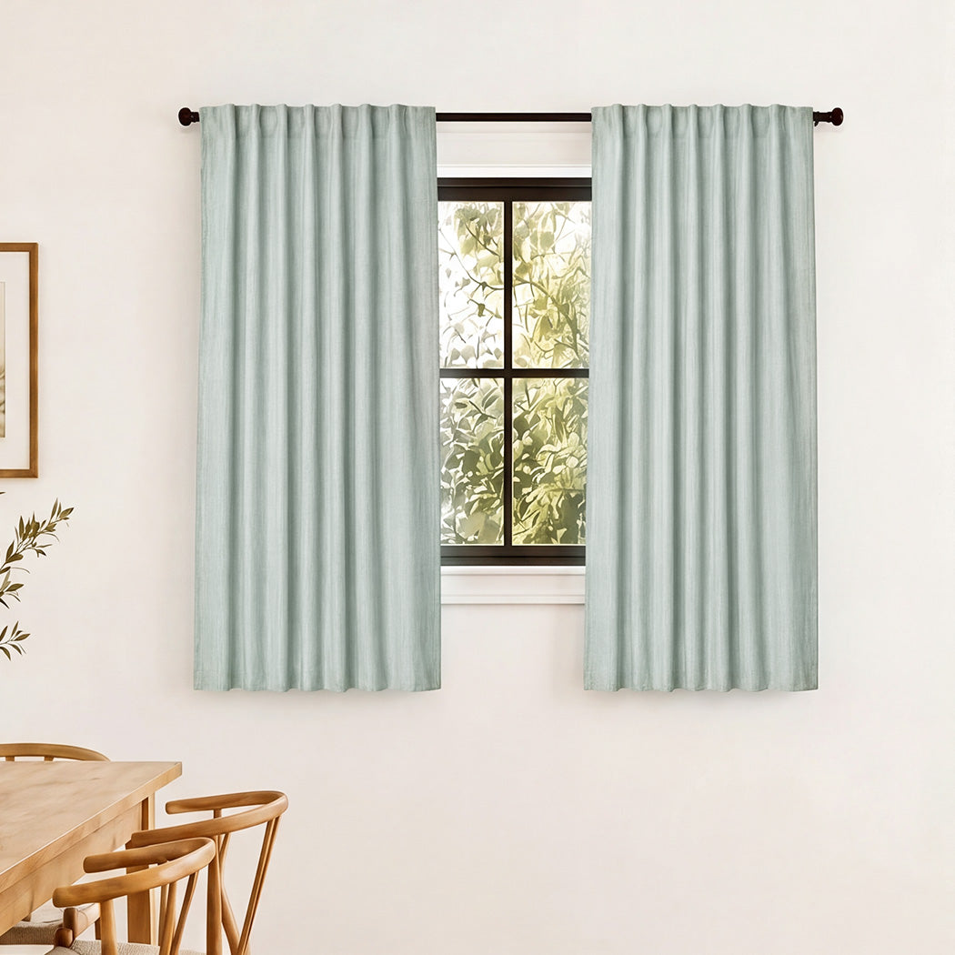 Marlow 2 Panels Blackout Curtains Thermal Linen Look Blockout Drapes 132x160cm