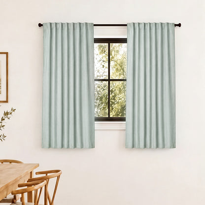 Marlow 2 Panels Blackout Curtains Thermal Linen Look Blockout Drapes 132x160cm
