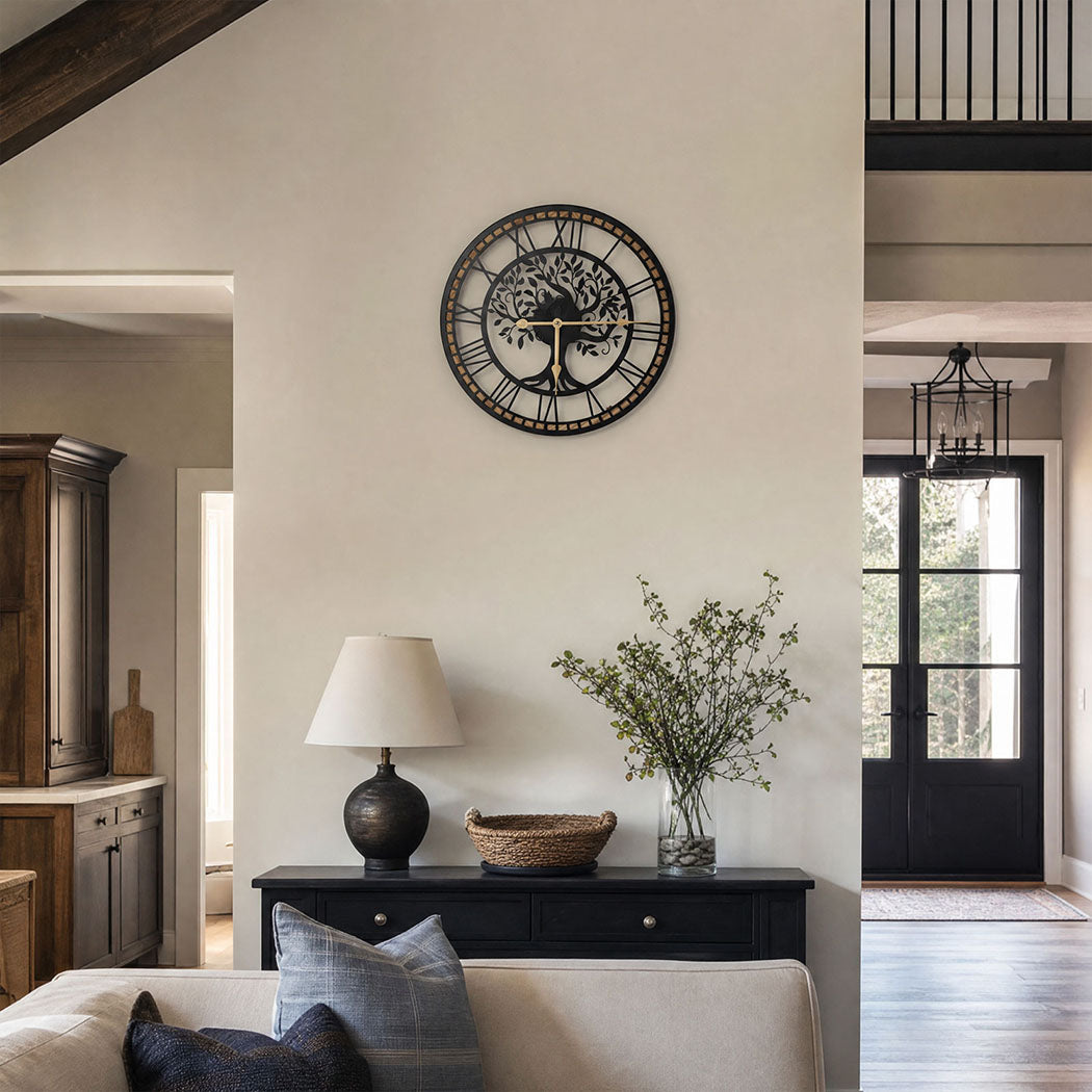 Vintage Tree Wall Clock Black 40x40x2.1cm