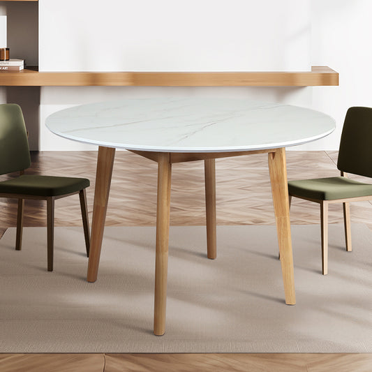 Versatile Dining Table Round Rubberwood Base 120cm White 120 CM