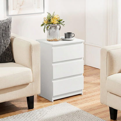 Bedside Table 3 Drawers White 45x35x61cm