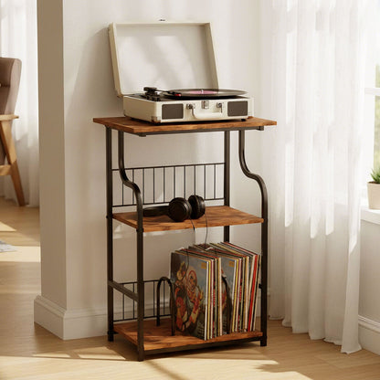 Side Table 3-Tier Storage Brown 50x30cm