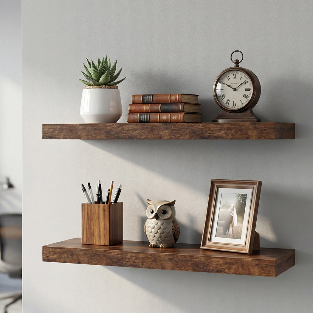 Floating Wall Shelves 2 Pack Brown 60cm | HomeAndLiving - 8