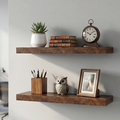 Floating Wall Shelves 2 Pack Brown 60cm | HomeAndLiving - 8