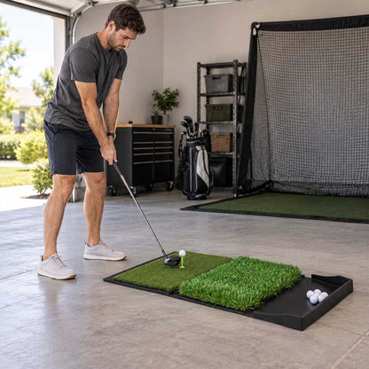 Golf Hitting Mat Dual Turf Green 74x41x5cm