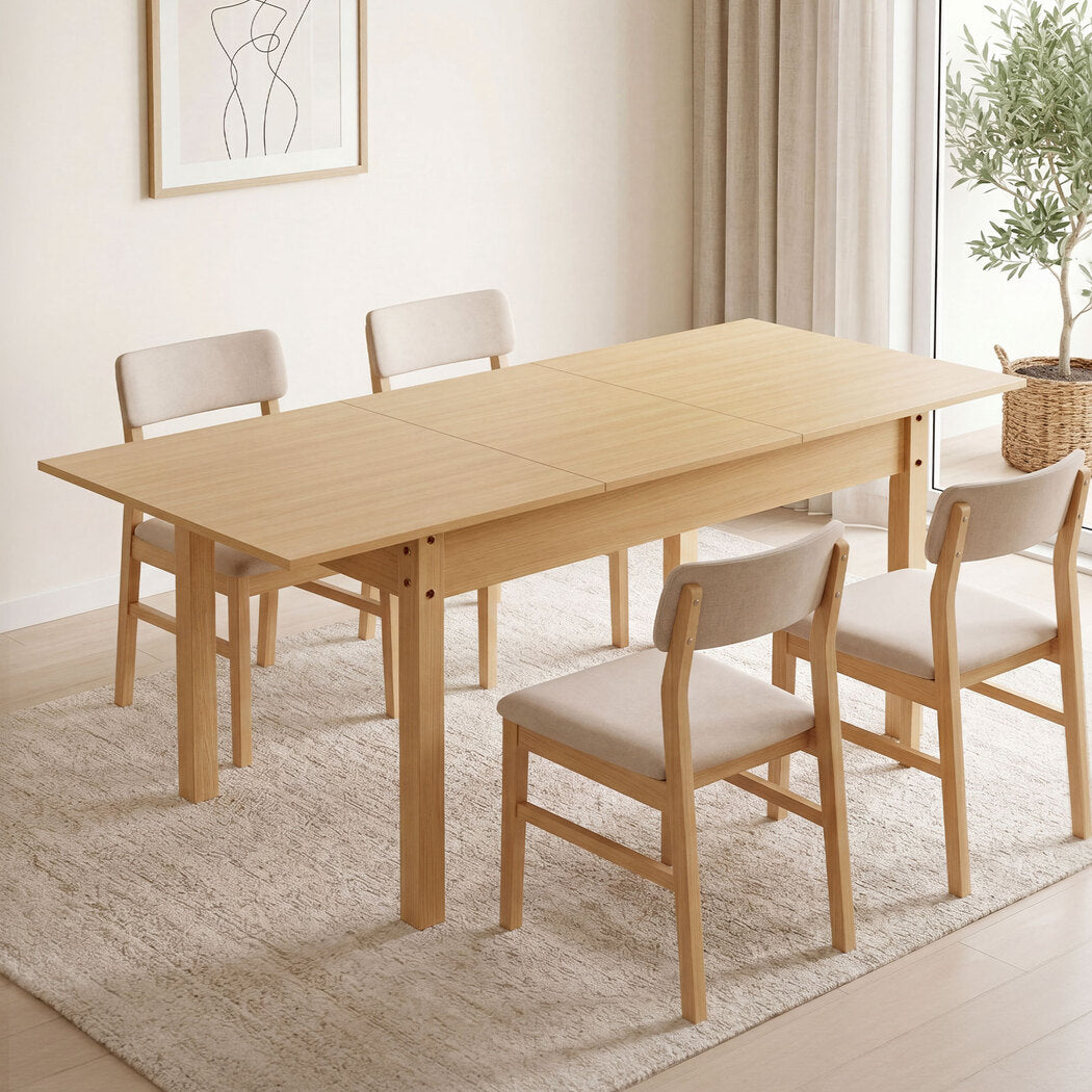 Levede Extendable Dining Table Oak Finish 4-6 Seater Wooden Kitchen 110-150cm