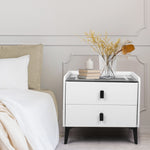 Elegant Bedside Table LED Lights Drawers Storage  Foldable Function