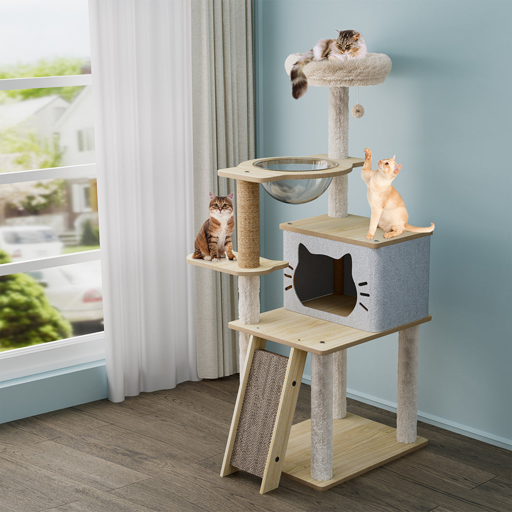 Cat Tree Tower Scratcher Beige 50x40x120cm