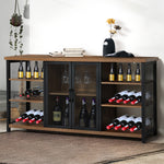 Functional Bar Cabinet Buffet Sideboard Walnut  Adjustable Height
