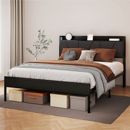 Double Bed Frame Grey Steel 190x137cm