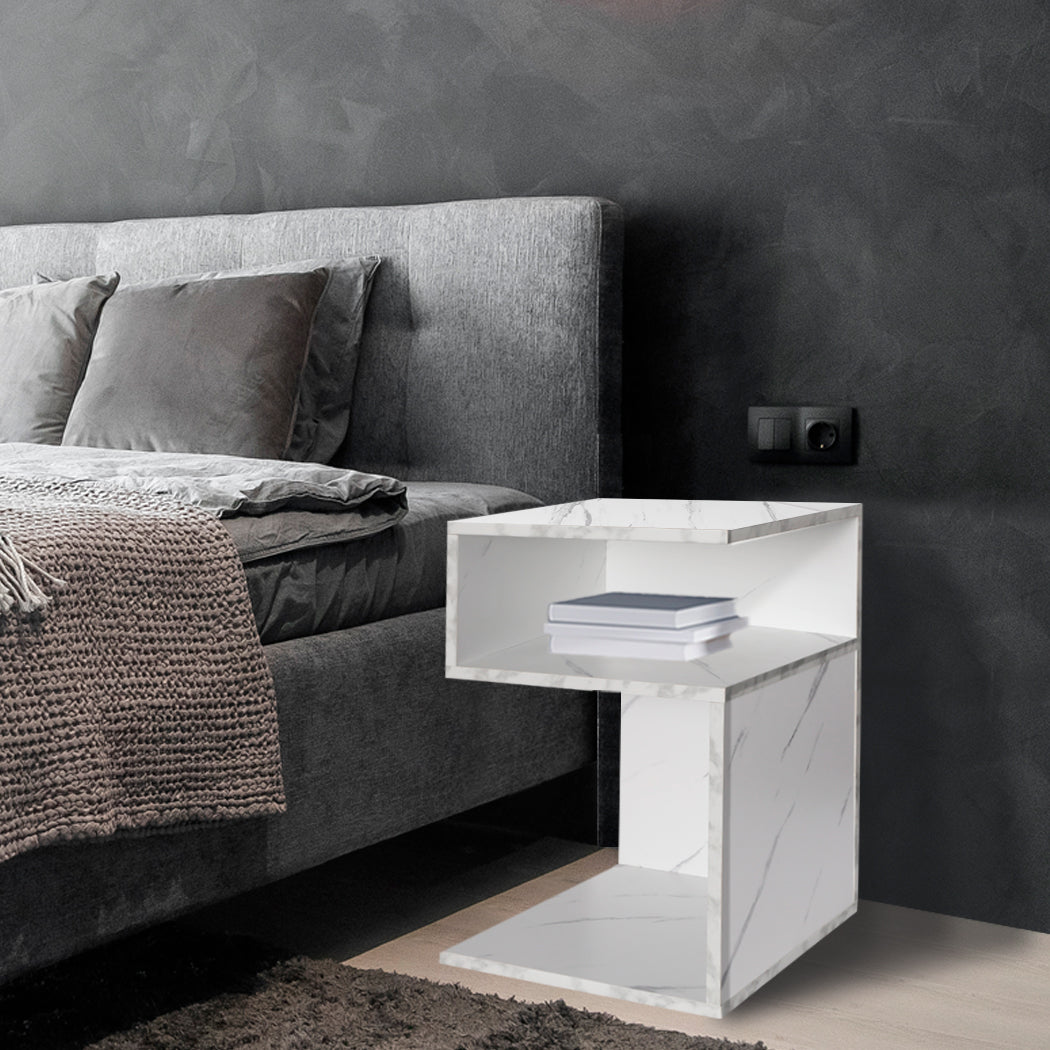 Functional 1xBedside Tables Drawers Side White  Multipurpose Use