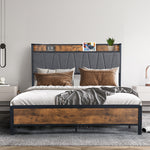 Premium Double Bed Frame Tufted Headboard USB Charge  High Back