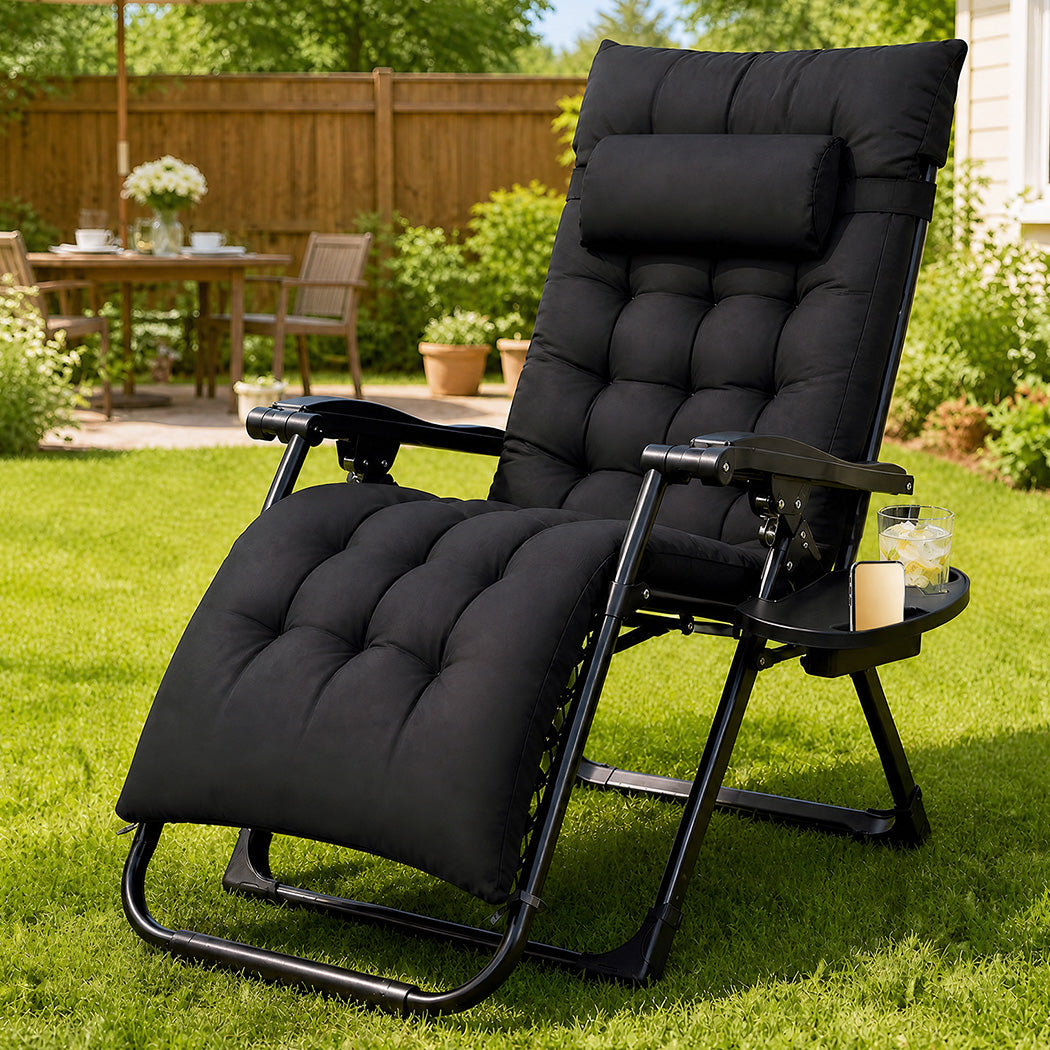 Zero Gravity Lounge Chair Black 175x51x110cm