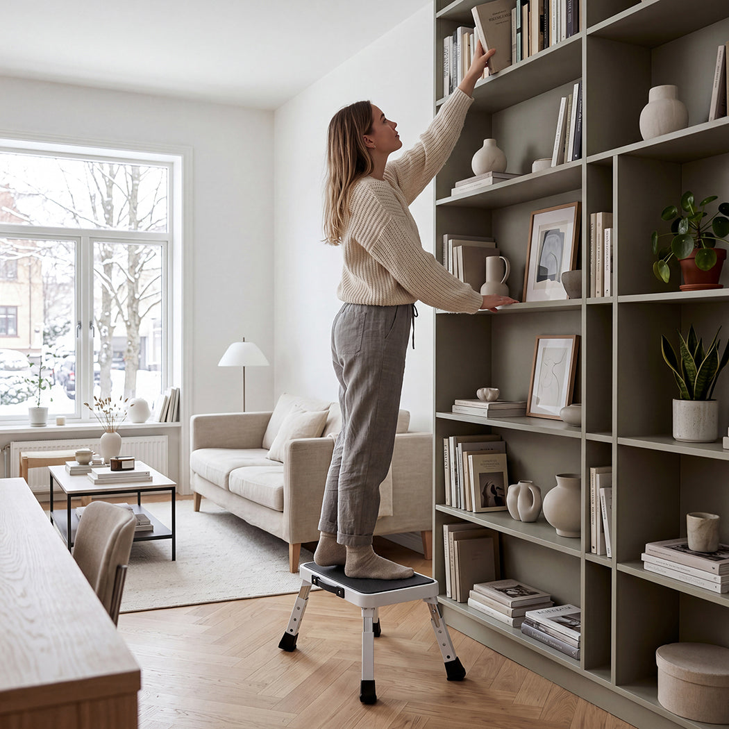 Folding Aluminium Step Stool 150kg Adjustable | HomeAndLiving