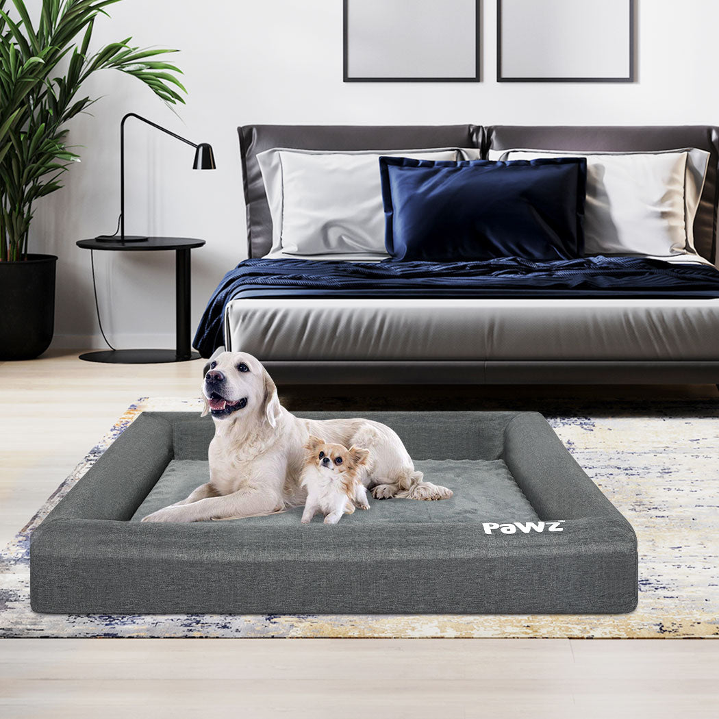 Memory Foam Pet Bed Large Grey 78x52x13cm