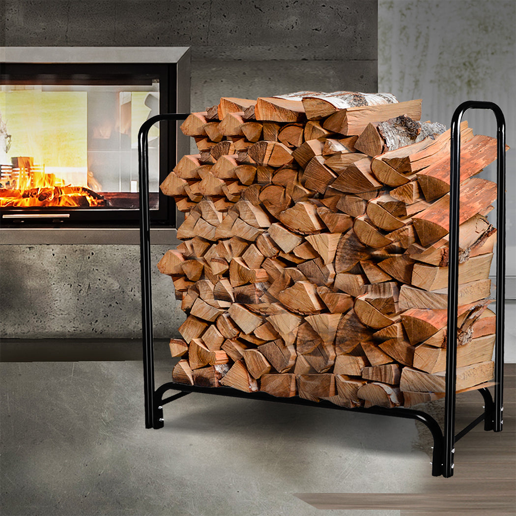 Firewood Rack Steel Holder 123x33x126cm