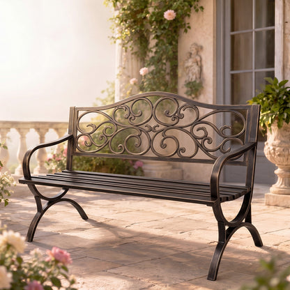Levede Garden Bench Seat Outdoor Patio Park Lounge Backyard Chair Bronze 3 Seat