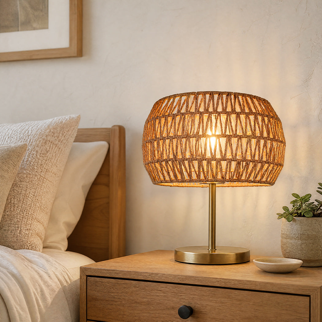 Pendant Light Shade Yellow Paper Rope 32x32x17cm