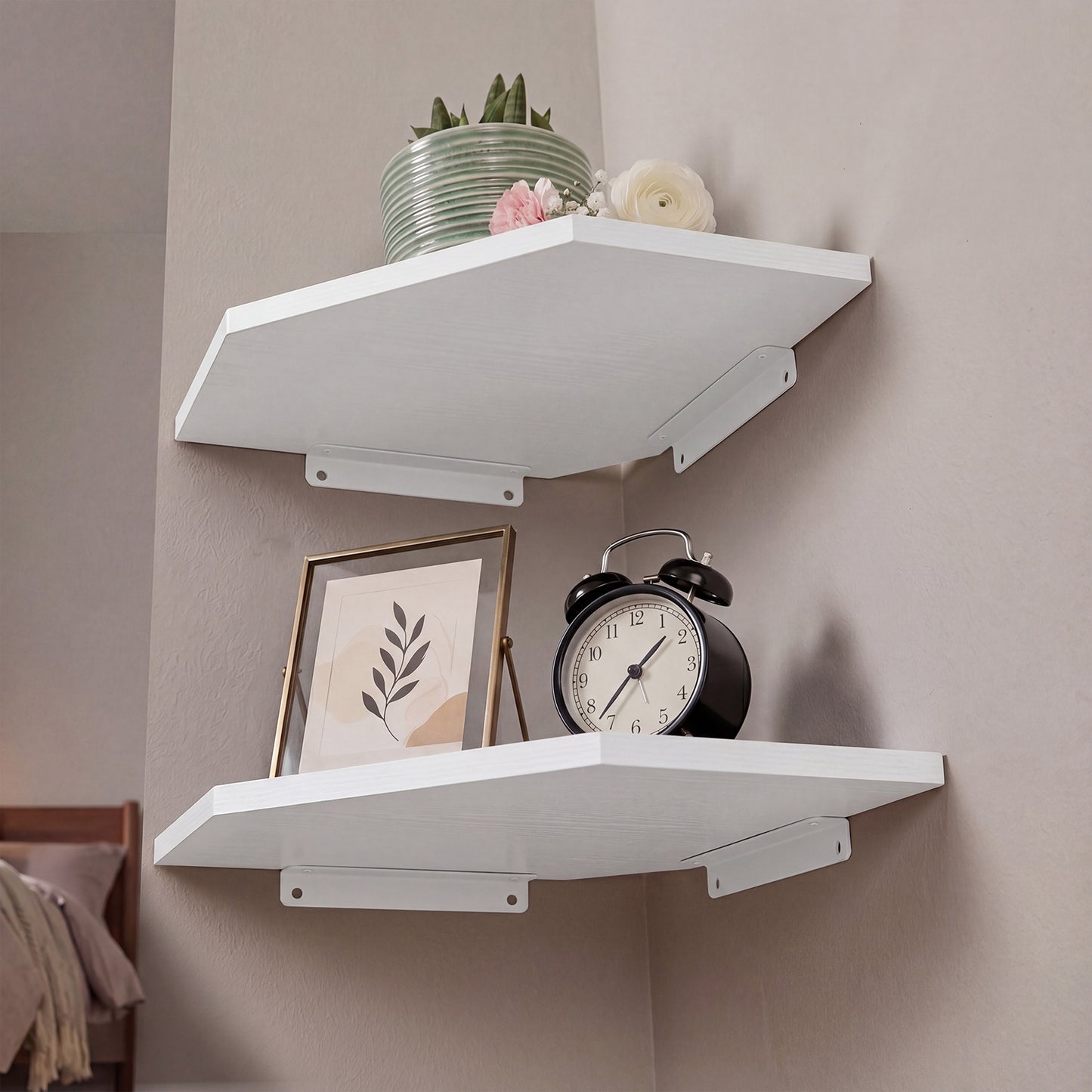 Corner Floating Wall Shelves 2 Pack White | HomeAndLiving - 8