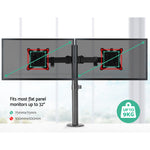 Dual LED Monitor Stand 2 Arm Hold Two LCD Screen TV Desk Mount Bracket