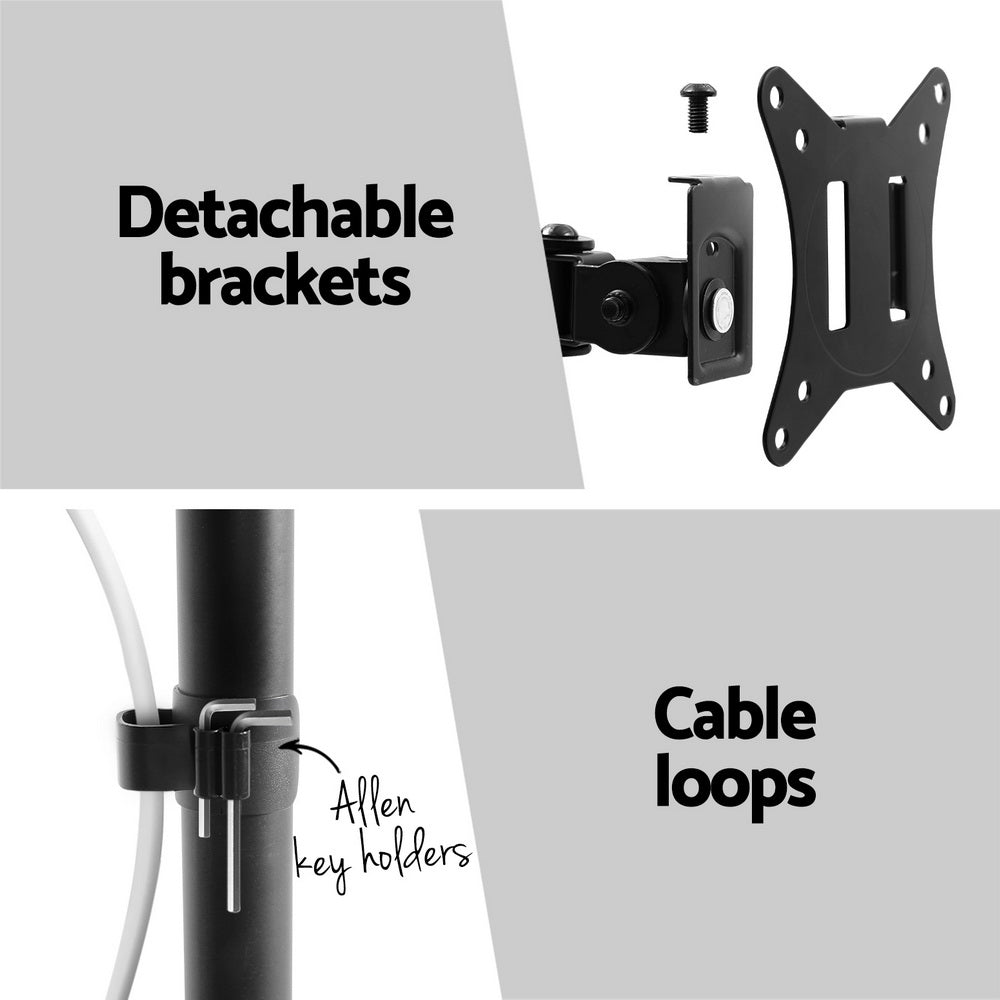 Monitor Arm Stand Dual Mount HD LED TV Bracket Holder Freestanding