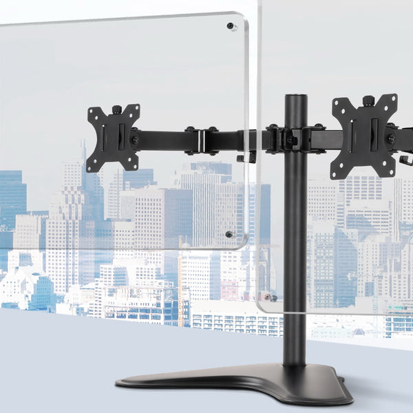  Dual HD LED Monitor Arm Stand TV Mount Holder 2 Arm Display Freestanding