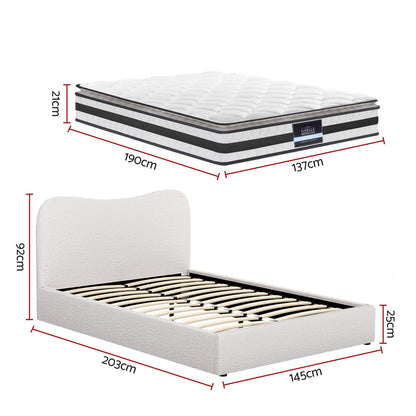 Double Bed Frame Mattress Set 190x137x21cm