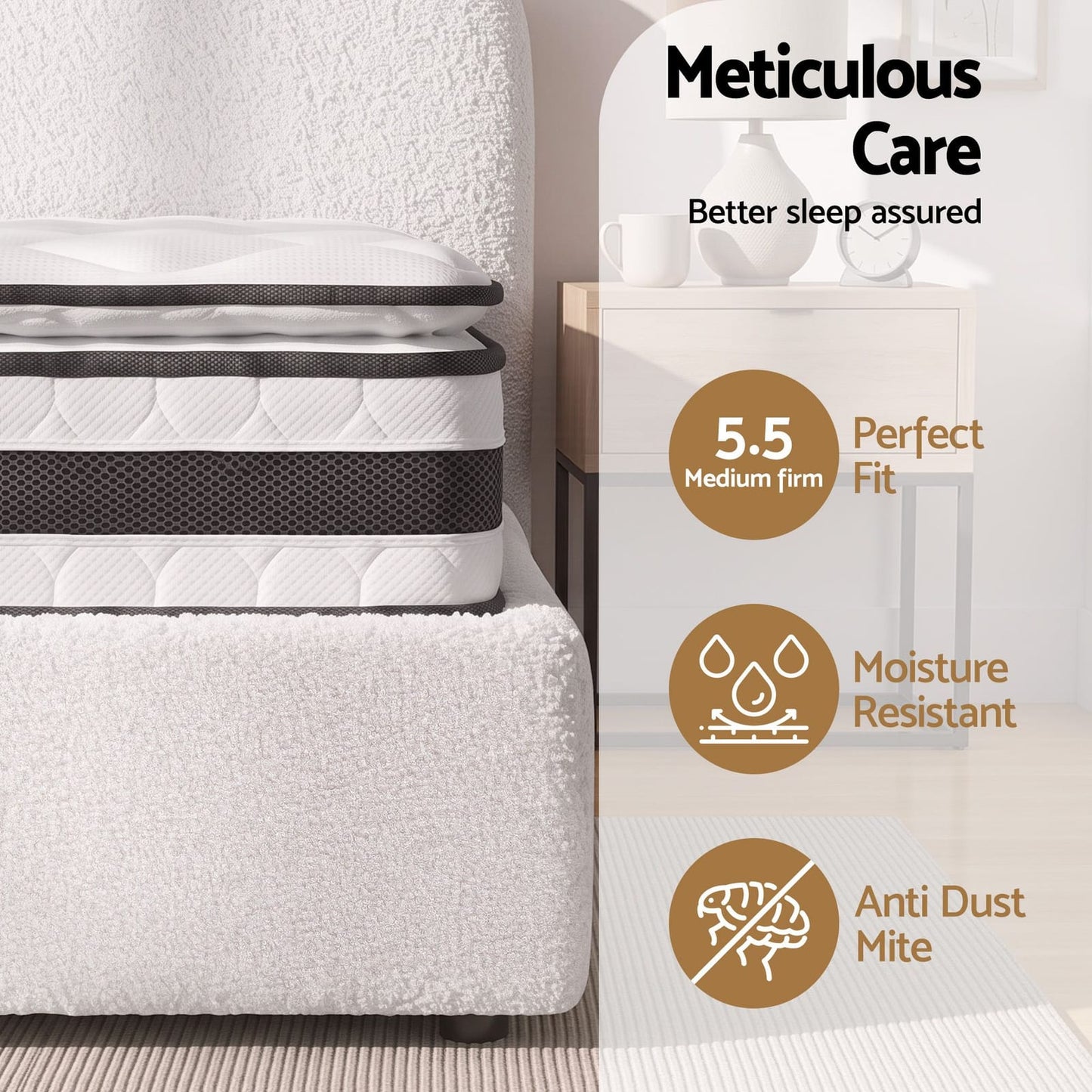 Double Bed Frame Mattress Set 190x137x21cm