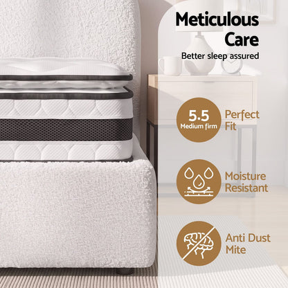 Double Bed Frame Mattress Set 190x137x21cm