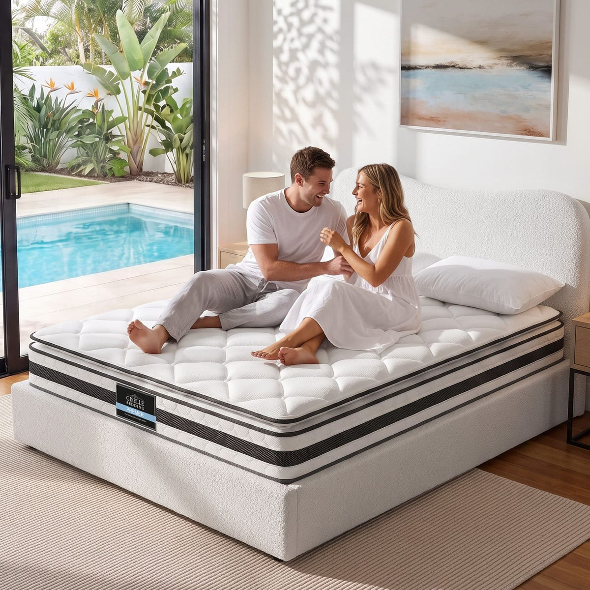 Double Bed Frame Mattress Set 190x137x21cm