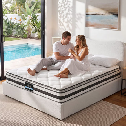 Double Bed Frame Mattress Set 190x137x21cm
