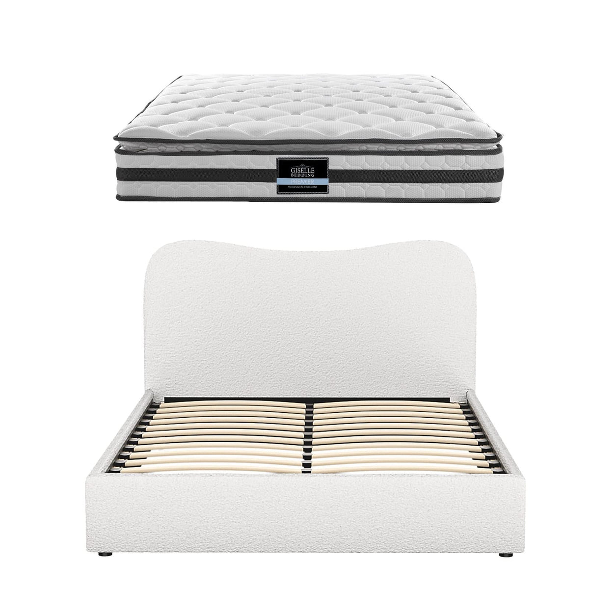 Double Bed Frame Mattress Set 190x137x21cm